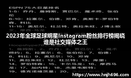 2023年全球足球明星Instagram粉丝排行榜揭晓谁是社交媒体之王